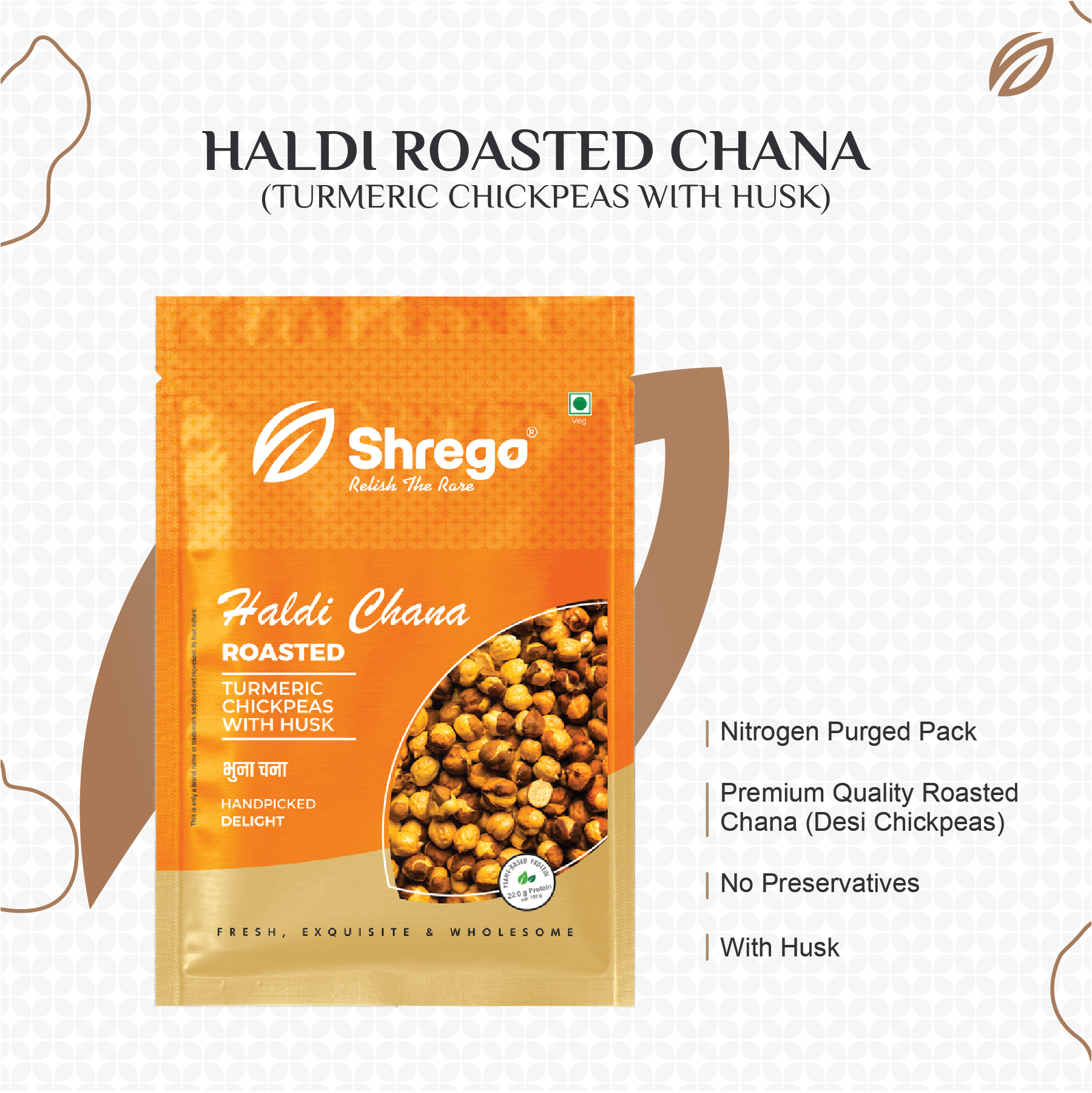 Haldi Roasted Chana (Turmeric Chickpeas with skin)