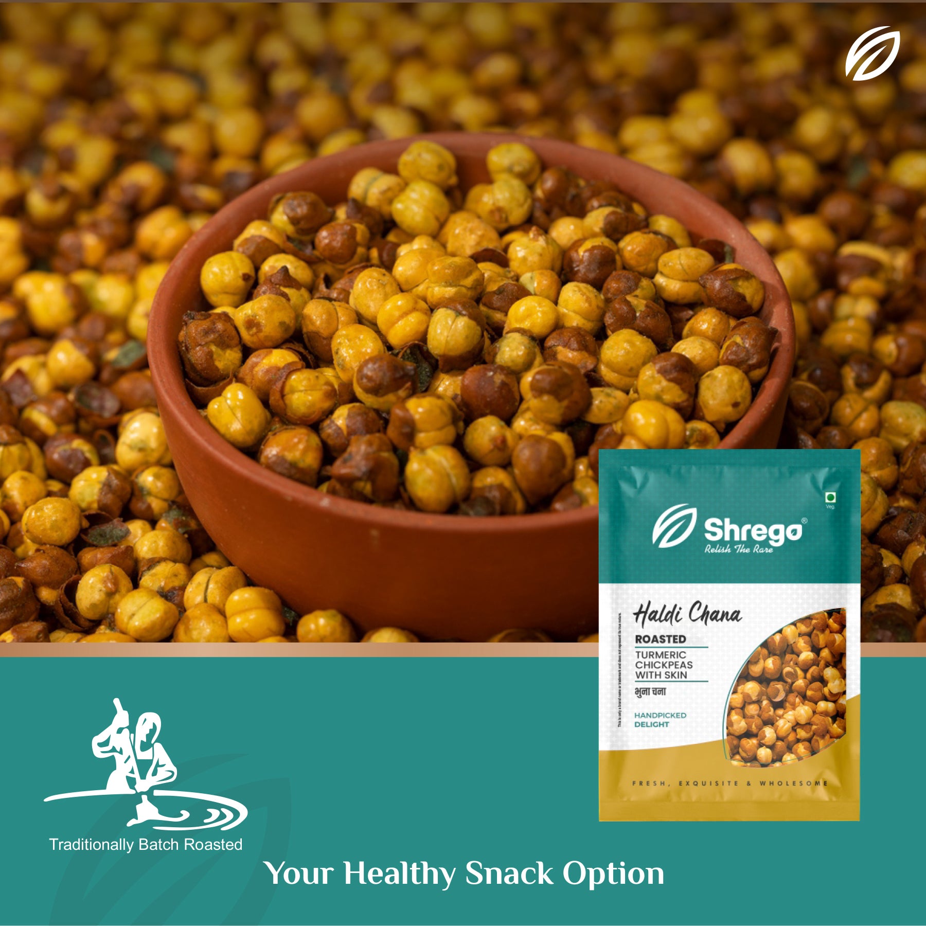Haldi Roasted Chana (Turmeric Chickpeas with skin)